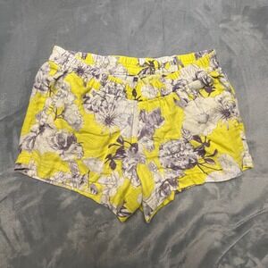 KUT from the Kloth Yellow Floral Linen Casual Shorts Size 6 Gardencore Boho